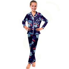 Owl-pattern-background Kids  Satin Long Sleeve Pajamas Set by Simbadda