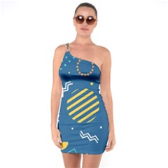 Flat-design-geometric-shapes-background One Shoulder Ring Trim Bodycon Dress by Simbadda