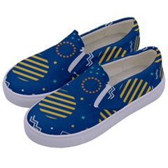 Flat-design-geometric-shapes-background Kids  Canvas Slip Ons by Simbadda