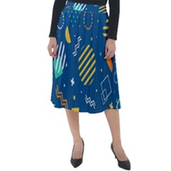 Flat-design-geometric-shapes-background Classic Velour Midi Skirt  by Simbadda