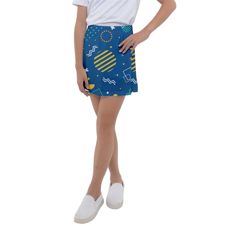 Flat-design-geometric-shapes-background Kids  Tennis Skirt