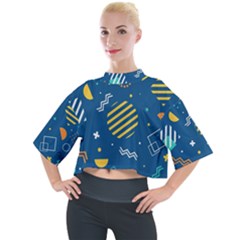 Flat-design-geometric-shapes-background Mock Neck Tee by Simbadda