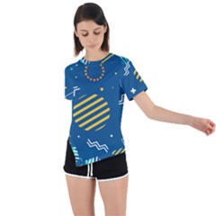 Flat-design-geometric-shapes-background Asymmetrical Short Sleeve Sports Tee by Simbadda