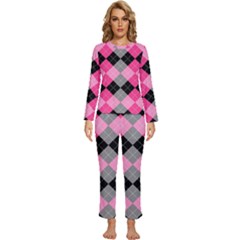 Seamless-argyle-pattern Womens  Long Sleeve Lightweight Pajamas Set by Simbadda