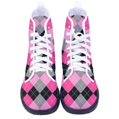 Seamless-argyle-pattern Men s High-top Canvas Sneakers by Simbadda