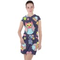 Owl-stars-pattern-background Drawstring Hooded Dress View1