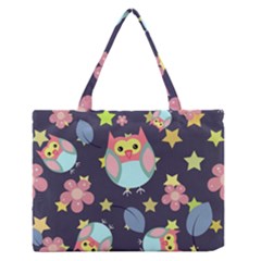 Owl-stars-pattern-background Zipper Medium Tote Bag by Simbadda