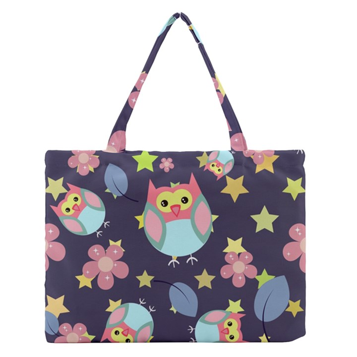 Owl-stars-pattern-background Zipper Medium Tote Bag