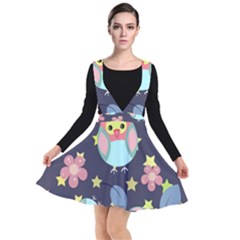 Owl-stars-pattern-background Plunge Pinafore Dress by Simbadda