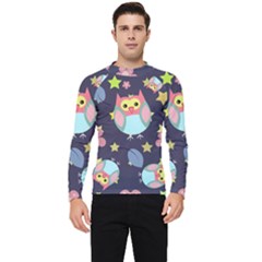 Owl-stars-pattern-background Men s Long Sleeve Rash Guard by Simbadda