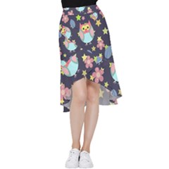 Owl-stars-pattern-background Frill Hi Low Chiffon Skirt by Simbadda