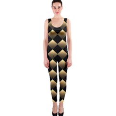 Golden-chess-board-background One Piece Catsuit by Simbadda