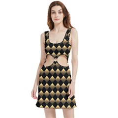 Golden-chess-board-background Velour Cutout Dress