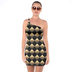 Golden-chess-board-background One Shoulder Ring Trim Bodycon Dress by Simbadda