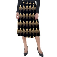 Golden-chess-board-background Classic Velour Midi Skirt  by Simbadda