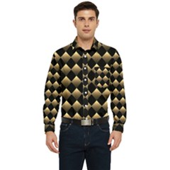 Golden-chess-board-background Men s Long Sleeve Pocket Shirt  by Simbadda