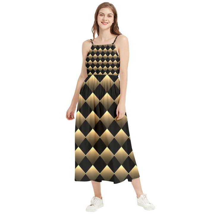 Golden-chess-board-background Boho Sleeveless Summer Dress