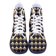 Golden-chess-board-background Kid s High-top Canvas Sneakers by Simbadda