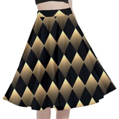 Golden-chess-board-background A-line Full Circle Midi Skirt With Pocket by Simbadda