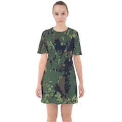 Military-background-grunge---- Sixties Short Sleeve Mini Dress by Simbadda