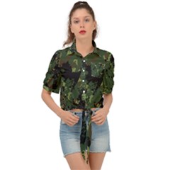 Military-background-grunge---- Tie Front Shirt  by Simbadda