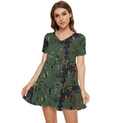 Military-background-grunge---- Tiered Short Sleeve Babydoll Dress by Simbadda