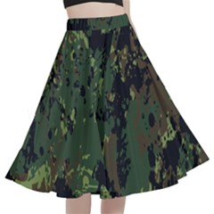 Military-background-grunge---- A-line Full Circle Midi Skirt With Pocket