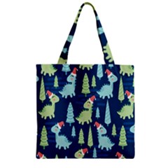 Cute-dinosaurs-animal-seamless-pattern-doodle-dino-winter-theme Zipper Grocery Tote Bag by Simbadda