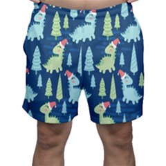 Cute-dinosaurs-animal-seamless-pattern-doodle-dino-winter-theme Men s Shorts by Simbadda