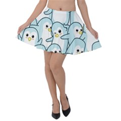 Penguins-pattern Velvet Skater Skirt