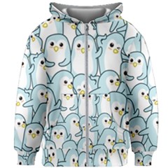 Penguins-pattern Kids  Zipper Hoodie Without Drawstring