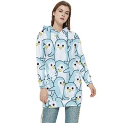 Penguins-pattern Women s Long Oversized Pullover Hoodie