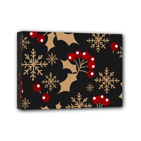 Christmas-pattern-with-snowflakes-berries Mini Canvas 7  X 5  (stretched)