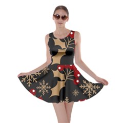 Christmas-pattern-with-snowflakes-berries Skater Dress