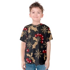 Christmas-pattern-with-snowflakes-berries Kids  Cotton Tee