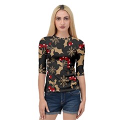 Christmas-pattern-with-snowflakes-berries Quarter Sleeve Raglan Tee