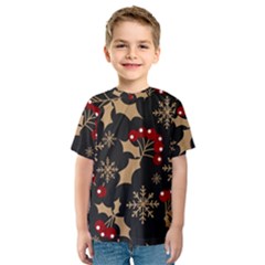 Christmas-pattern-with-snowflakes-berries Kids  Sport Mesh Tee