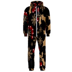 Christmas-pattern-with-snowflakes-berries Hooded Jumpsuit (men)