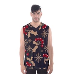 Christmas-pattern-with-snowflakes-berries Men s Basketball Tank Top