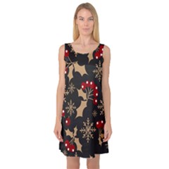 Christmas-pattern-with-snowflakes-berries Sleeveless Satin Nightdress