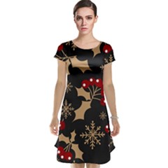 Christmas-pattern-with-snowflakes-berries Cap Sleeve Nightdress