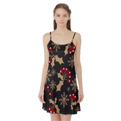 Christmas-pattern-with-snowflakes-berries Satin Night Slip