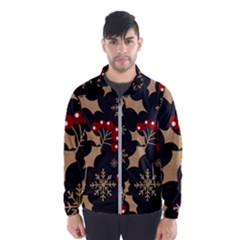 Christmas-pattern-with-snowflakes-berries Men s Windbreaker