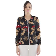 Christmas-pattern-with-snowflakes-berries Women s Windbreaker