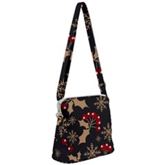 Christmas-pattern-with-snowflakes-berries Zipper Messenger Bag