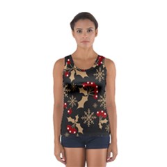 Christmas-pattern-with-snowflakes-berries Sport Tank Top 