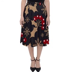 Christmas-pattern-with-snowflakes-berries Classic Midi Skirt