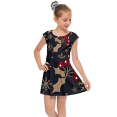 Christmas-pattern-with-snowflakes-berries Kids  Cap Sleeve Dress