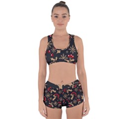 Christmas-pattern-with-snowflakes-berries Racerback Boyleg Bikini Set