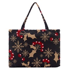 Christmas-pattern-with-snowflakes-berries Zipper Medium Tote Bag